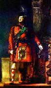 Sir David Wilkie flattering portrait of the kilted King George IV for the Visit of King George IV to Scotland, with lighting chosen to tone down the b